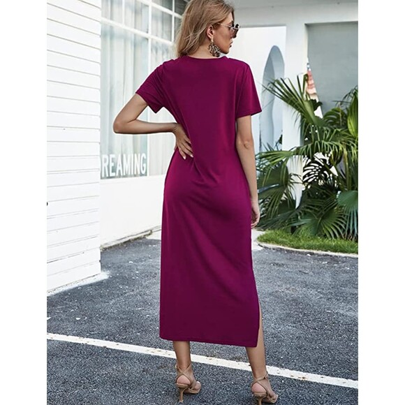 Naggoo Short Sleeve Split Maxi Dress with Pockets Sz XXL - Picture 3 of 6